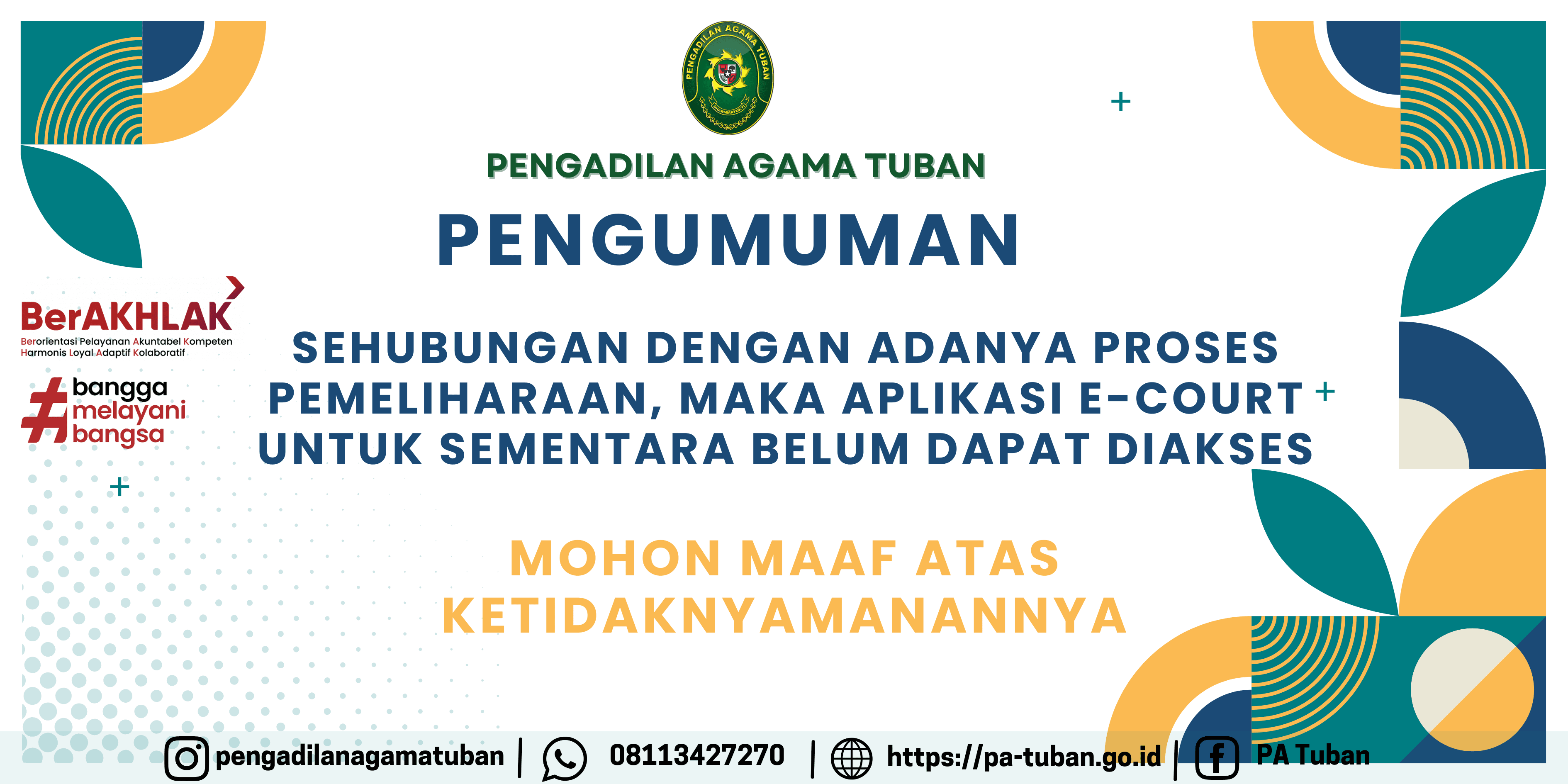 Pengumuman Maintenance Aplikasi E-Court