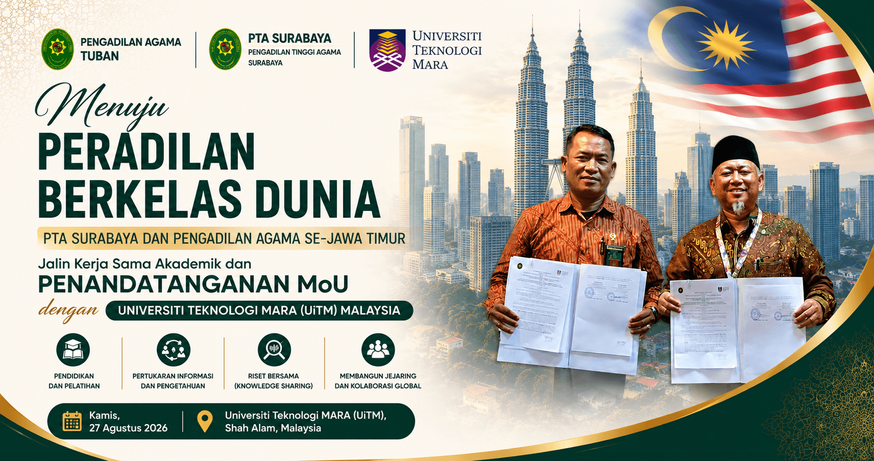 Ketua PA Tuban Dampingi KPTA Surabaya Jalin MoU dengan UiTM Malaysia