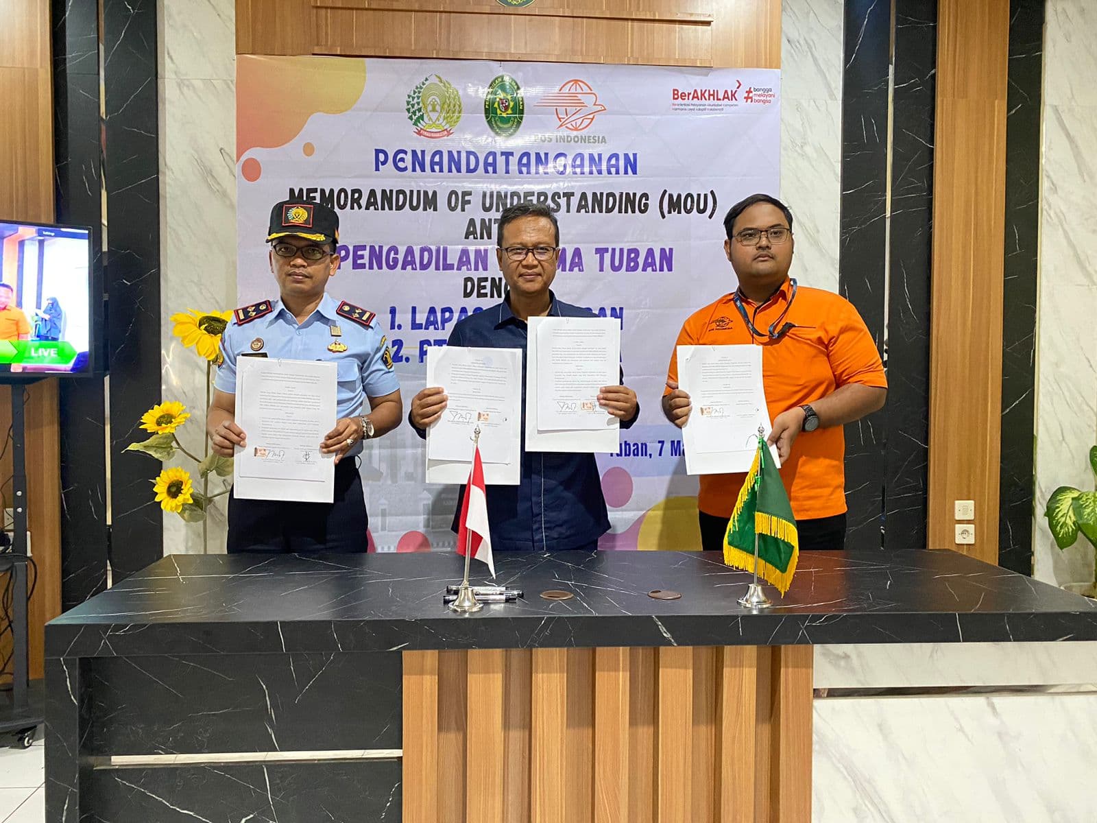Penandatanganan MoU antara Pengadilan Agama Tuban dan Lapas Tuban Kelas IIB dan PT Pos Indonesia (Persero)